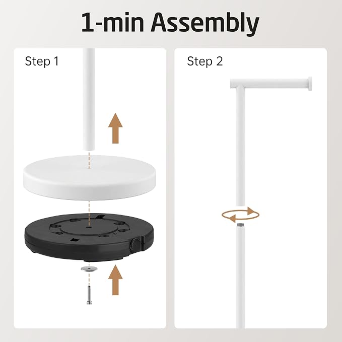 KES White Toilet Paper Holder Stand, Freestanding with Heavy Base | 304 Stainless Steel, Rustproof, 20.2-Inch Height, Anti-Slip Base, Fits All Rolls, Easy 1-Min Assembly
