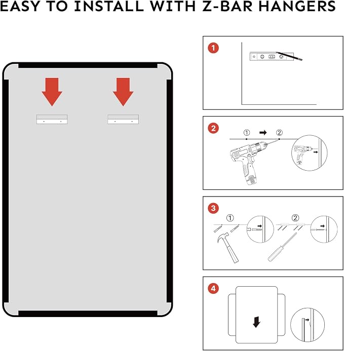 32"x24" Bathroom Vanity Mirror for Wall Aluminum Framed Farmhouse Rectangle | Anti-Rust, HD Reflection Anti-Desilvering, Distortion Free, Tempered and Shatter-Proof Wall Mounted Mirror, Black