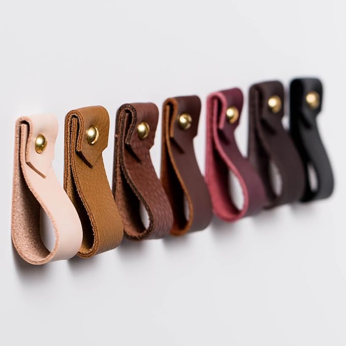 Small Leather Wall Hook, Black Towel Ring wall Hanging Strap Towel Hook for wall Leather Loop Strap Holder Minimal Towel bar Rack Storage Modern Bathroom Hand Towel Holder