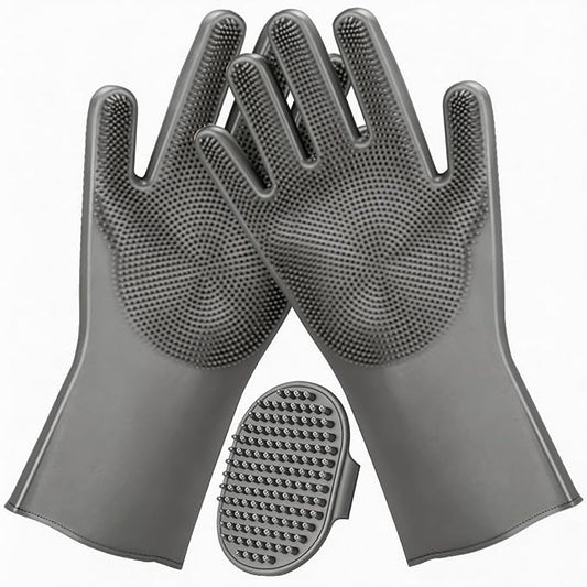 2PCS Dog Washing Gloves and Dog Bath Brush Set | Dog Shampoo Brush Scrubber for Bath, Massage and Grooming, 3000 Soft Rubber Bristles, Adjustable Handle Shower Brush for Pet