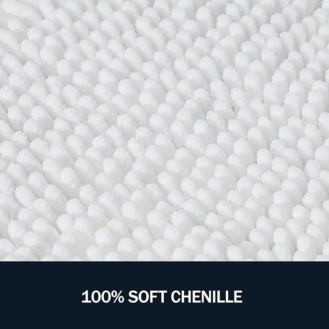 LINLA 3 Pieces Bathroom Rug Set, Absorbent Non Slip Chenille Bath mat | Absorbent Thick Plush Chenille Carpet Mats Set,Washable Dry Quickly with U-Shaped Toilet Mat for Tub, Shower