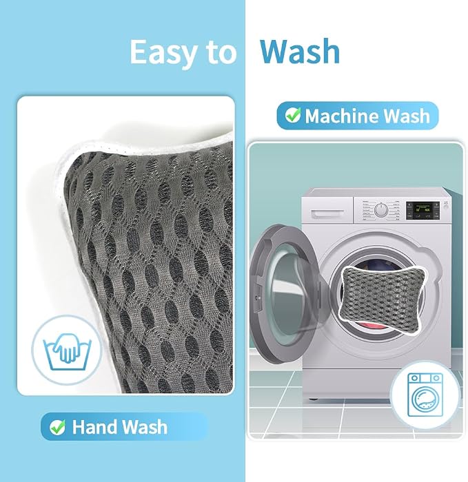Luxury Bath Pillow, Slip-Resistant Neck & Back Support | 2 Strong Suction Cups Hold the Pillow Firmly in Place on Any Tub, Jacuzzi, or Spa Surface, Relaxing Spa Essentials