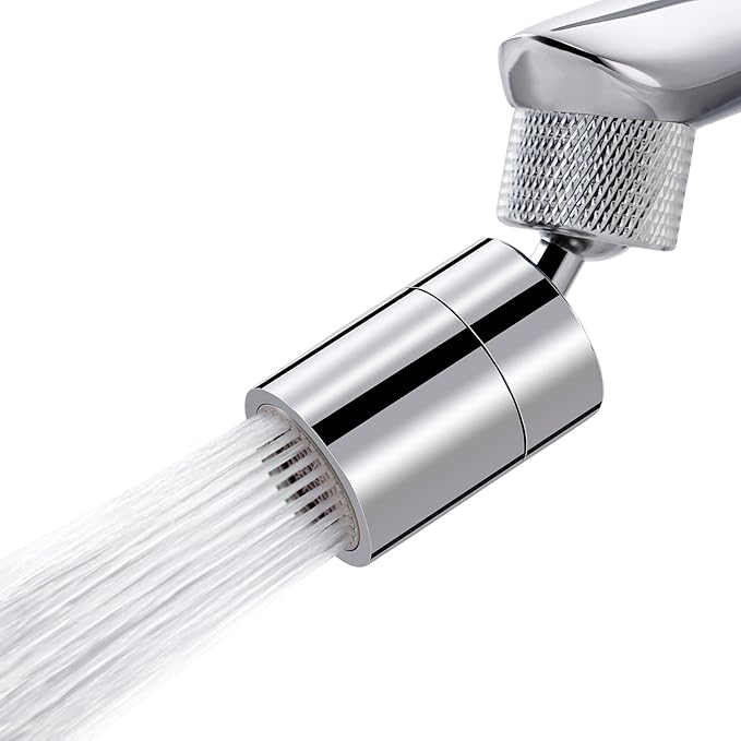 Hibbent NSF/ANSI/CAN 61 Certified Dual-function Faucet Aerator, CUPC Certification Big Angle Rotate Kitchen Sink Aerator 360 Degree Swivel Sink Sprayer Attachment-55/64 Inch Female Thread-Chrome