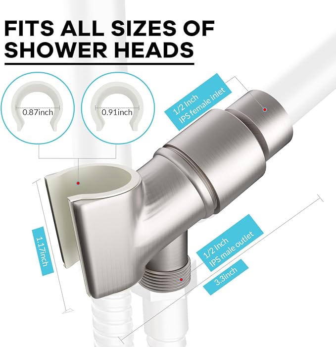 All Metal Handheld Shower Head Holder, Adjustable Shower Wand Holder with Universal Shower Arm Mount and Brass Pivot Ball, for Connecting Shower Arm and Shower Hose