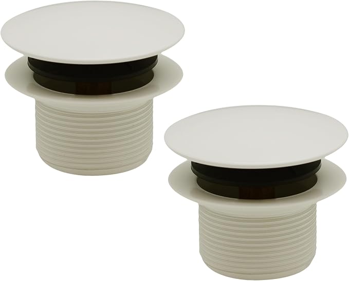 Westbrass D398R-2-65 1-1/2" NPSM Coarse Thread Mushroom Tip-Toe Bathtub Drain Stopper, Powder Coat Biscuit (2-Pack)