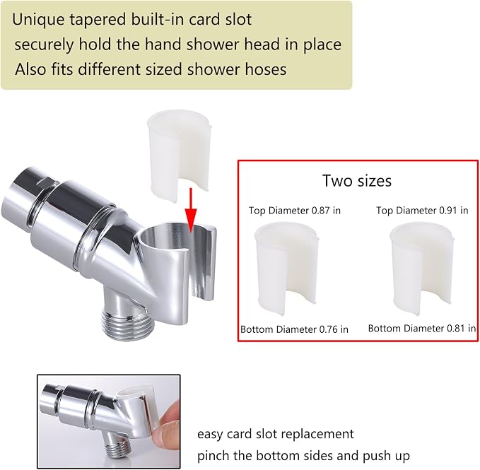 All Metal Handheld Shower Head Holder, Adjustable Shower Wand Holder with Brass Pivot Ball，Shower Arm Holder Mount for Connecting Shower Arm and Shower Hose，Chrome