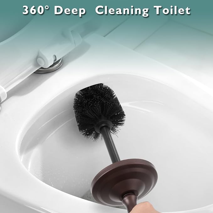 Bronze Toilet Brush and Holder Set,Toilet Bowl Brush and Holder | Heavy Duty Toilet Brush for Bathroom, Stainless Steel Toilet Cleaner Brush,Deep Cleaning,Space Saving,Covered Brush