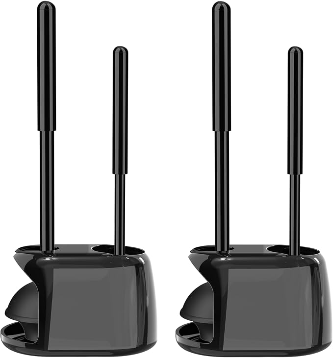 SetSail 2 Packs Toilet Brush and Plunger Set, Semi-Hidden Toilet Plungers | Heavy Duty Toilet Bowl Brush and Holder for Bathroom Toilet Plunger and Brush Set for Deeply Cleaning