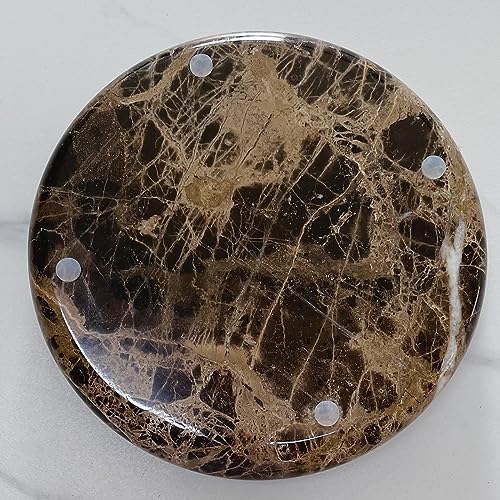 Natural Marble Round Vanity Tray Jewelry Makeup Dish Decorative Tray for Coffee Table,Bathroom,Bedroom (Coffee Net)
