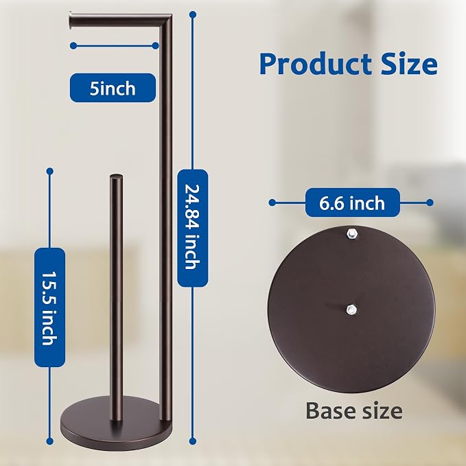 Toilet Paper Holder Stand, Bathroom Free Standing with Storage, Bronze | Rustproof Toilet Paper Roll Holder for 4 Rolls,with Non-Slip Stable Base,Bathroom Organizers and Storage