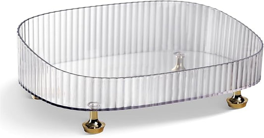 Clear Acrylic Perfume Tray, Round Makeup Bathroom Trays for Counter, Decorative Vanity Trays for Bathroom Countertop for Dresser Tops