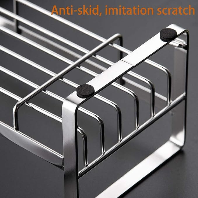 2 Pack Kitchen Sponge Holder - Kitchen Sink Organizer - Sink Caddy - Sink Tray - Soap Holder - Stainless Steel,Silver+White
