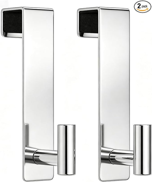 HUFEEOH Shower Door Hooks, Heavy Duty Stainless Steel Over The Glass Door Hanger, T Shape Bathroom Towel Robe Coat Rack Hooks, Tool-Free Installation (Fits 1-3/4" Thick Door - T Shape - 2 Pack)