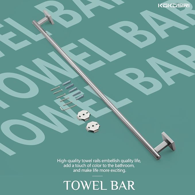 KOKOSIRI 36'' Towel Bar Bathroom Towel Holder for Kitchen Toilet 36 Inch Bath Accessories Chrome Stainless Steel B4005CH-L36