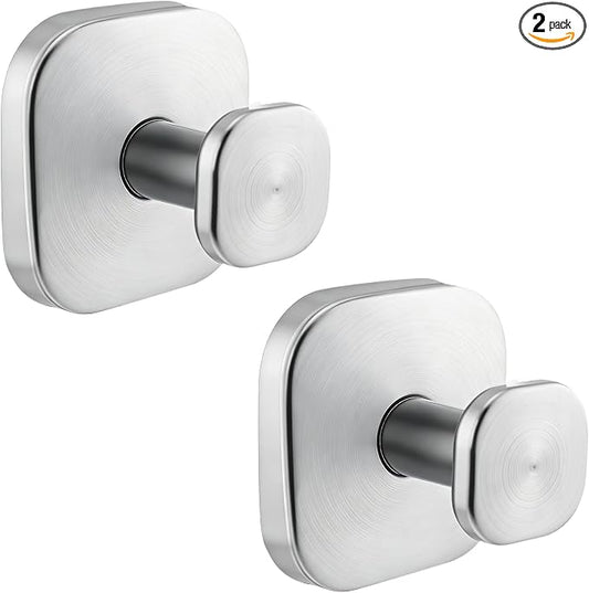 Suction Cup Hooks for Shower, 2 Pack Heavy Duty Suction Hooks No Drilling, Waterproof Rustproof Bathroom Hooks for Towel Robe Loofah, Glass Door Tile Mirror Kitchen