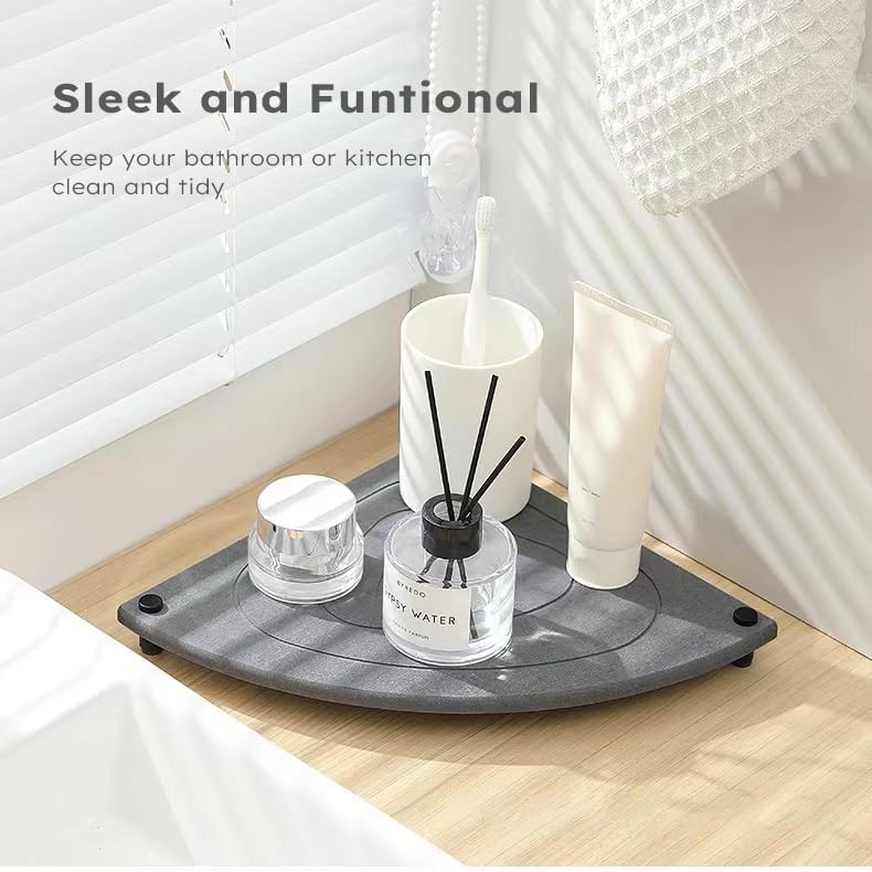 Stone Drying Tray, Instant Dry Sink Organizer for Bathroom Kitchen Counter