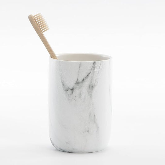 Marble Toothbrush Holders for Bathrooms - 1 Cups Ceramic Toothbrush Toothpaste Holders, White Marble Bathroom Tumbler Cups Reusable Toothbrush Mouthwash Cup, Bathroom Counter Organizer.