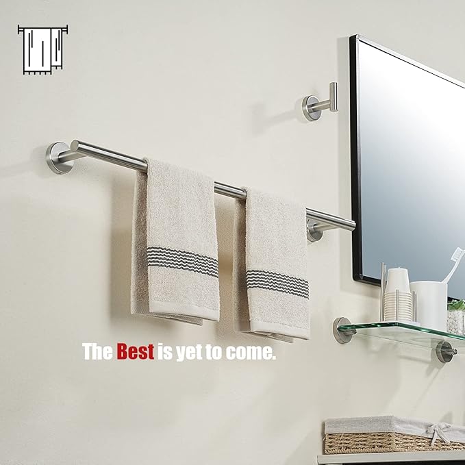 JQK Bath Towel Bar, 27 Inch 304 Stainless Steel Thicken 0.8mm Towel Rack Bathroom, Towel Holder Brushed Finished Wall Mount, Useable Length 24 Inch, TB110L24-BN