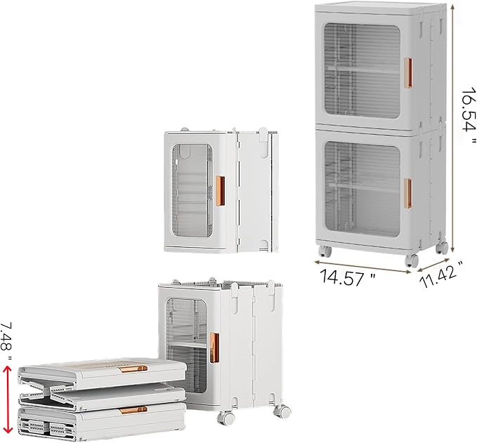 2 Layer Bathroom Storage Cabinet with Wheels and Shelf Plastic Thin Cabinets for Narrow Spaces Small Space Saver for Bathroom Laundry Living Room Beside Toilet Organization