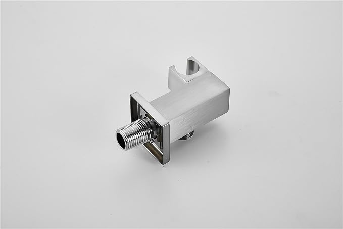 Hand Held Shower Head Holder with Hose Connector 1/2 NPT Adjustable Shower Wand Holder Wall Mount Handheld Shower Handle Sprayer Holder Shower Hose Adapter Shower Elbow with Spray Head Bracket Brushed