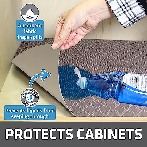 Drymate Premium XL Under Sink Mat, Waterproof Liners, 24”x59”, Taupe