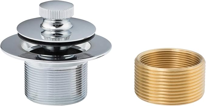Artiwell Lift & Turn Tub Trim Set with Two-Hole Overflow Faceplate, All Brass Bathtub Conversion Kit Assembly with 2-Hole Overflow Face Plate and Universal Fine/Coarse Thread (Chrome Plated)