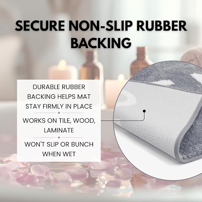 LABEND HOME Get Naked Bath Mat Runner 59"" x24 - Funny Bathroom Rug, Plush Microfiber Non-Slip TPR Backing, Machine Washable Quick-Dry Bath Decor - Grey