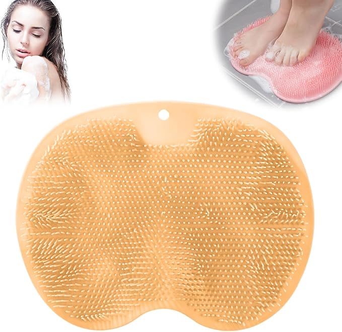 Shower Foot Scrubber Mat with Non-Slip Suction Cups, 2026 New Shower Foot & Back Scrubber Massage Pad, Durable Back Washer Cleaning Pad for Bathroom (Yellow)