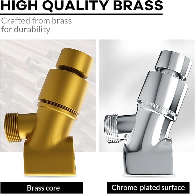 All Metal Handheld Shower Head Holder, Adjustable Shower Wand Holder with Universal Shower Arm Mount and Brass Pivot Ball, for Connecting Shower Arm and Shower Hose