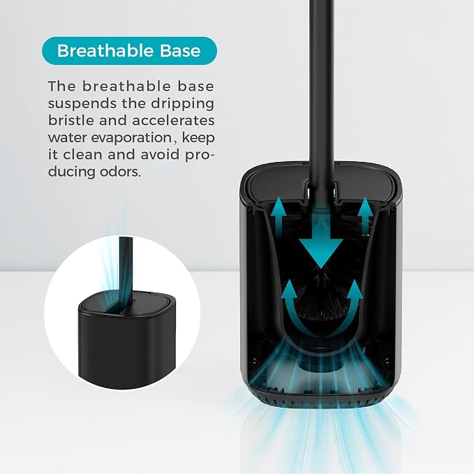 Toilet Brush and Holder Set Toilet Bowl Brush Stainless Steel Automatic Open lid Toilet Bowl Cleaner Brush with Durable Bristle Head Toilet Cleaning Brush for Bathroom