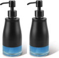 AUMIO Dish Soap Dispenser with Stickers, 2 Pack Kitchen Dish Refillable Liquid Dispensers, Stainless Steel Case Glass Liner Soap Dispenser for Bathroom Kitchen, Matte Black (10 OZ./ 300ML)
