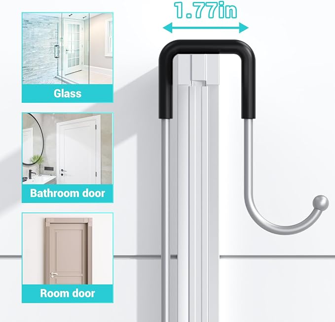 Aitatty Hanging Shower Caddy Over Door: No Drill Rustproof Shower Shelf | Includes Hooks & Soap Holders for Shampoos, Conditioners and Bathroom Essentials, Anti-Slip for Any Shower Room