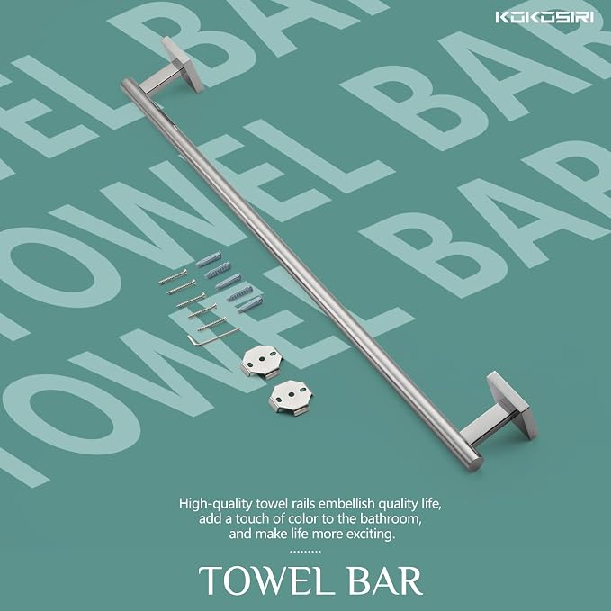 KOKOSIRI Bath Towel Bar Bathroom Towel Holder for Toilet Kitchen 24 Inch Necklace Holder Chrome Stainless Steel B4005CH-L24