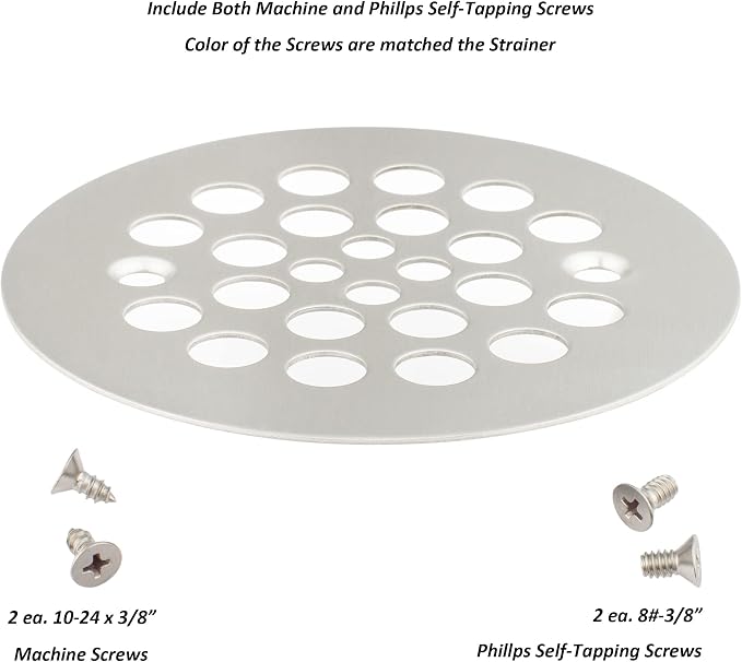 Artiwell 4-1/4“ Shower Strainer Drain Trim Set, Screw-in Shower Strainer Drain Cover, Plastic-Oddities Style Replacement Strainer Grid,Machine & Self-Tapping Screws Included (Brushed Nickel)