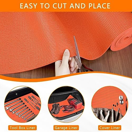 Foam Toolbox Liner Drawer Liner, Non-Slip Shelf Liners 16"W x 193"L Orange