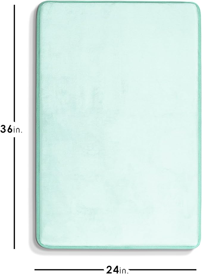 Clara Clark Bathroom Rugs, Velvet Memory Foam Bath Mat, Non-Slip Bath Rugs, Machine Wash, Dries Quickly, Ultra Soft Plush Bath Mats for Bathroom, 24 x 36, Light Blue