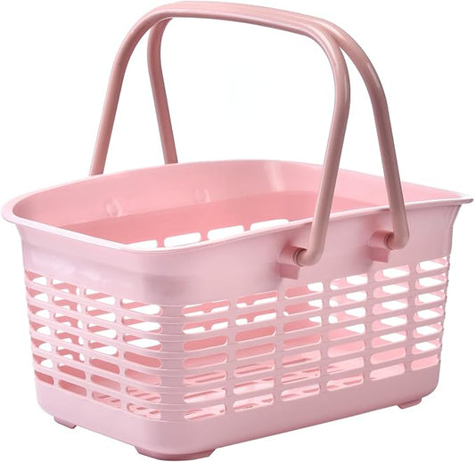 ALINK Plastic Shower Caddy Basket with Handle, Portable Organizer Storage Basket for College Dorm, Bathroom, Kitchen - Pink
