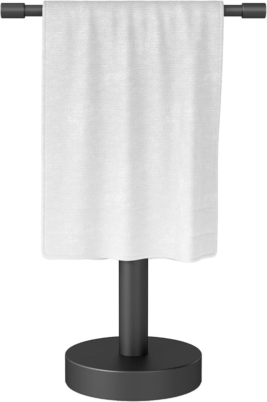 YUMORE Hand Towel Holder Stand Countertop Free Standing,Matte Black Hand Towel Rack for Bathroom Kitchen
