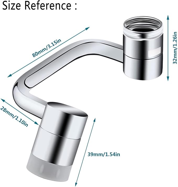 Universal 1080° Rotating Faucet Extender Aerator,2 Packs Solid Brass Universal Splash Filter Faucet,1080 Big Angle Swivel Faucet Aerator Sink Attachment,Dual-Function 2-Flow Sprayer
