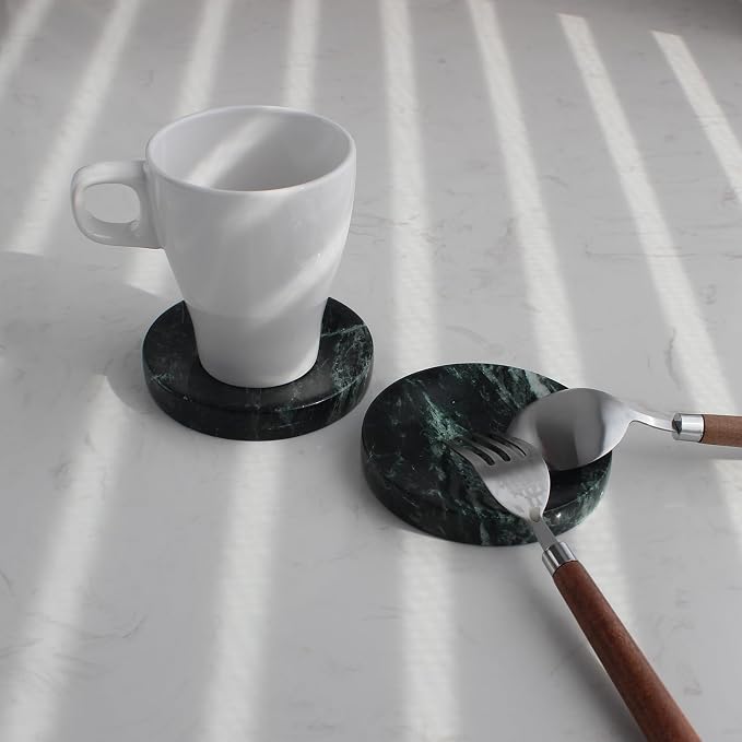 Natural Verde Alpi Green Marble Soap Dish, Round Small Jewelry Dish, Sponge Holder for Bathroom, Kitchen