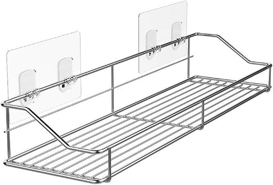 Orimade Bathroom Shelf Organizer Shower Caddy Storage Kitchen Rack with Traceless Transparent Adhesive No Drilling SUS304 Stainless Steel, 15.75 inch, Silver