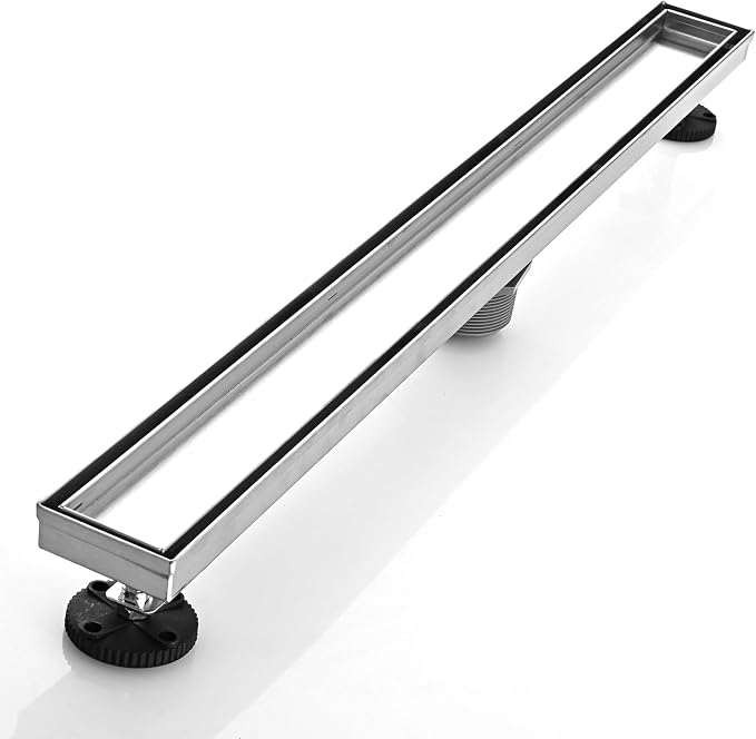 AVSIILE Linear Shower Floor Drain, 30 Inch Brushed Nickel 304 Stainless Steel Bathroom Drains Kit, Rectangular Shower Trench Drain with Reversable Tile-in Pattern Drain Cover & Hair Catcher