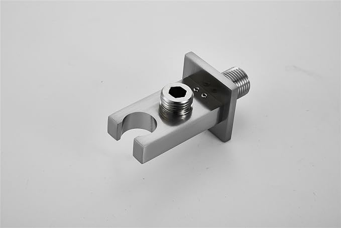 Shower Wand Holder Wall Mount Hand Held Shower Head Holder with Hose Connector Shower System Faucet Set Bracket Handheld Shower Handle Sprayer Holder Shower Hose Adapter Shower Elbow Brushed Nickel