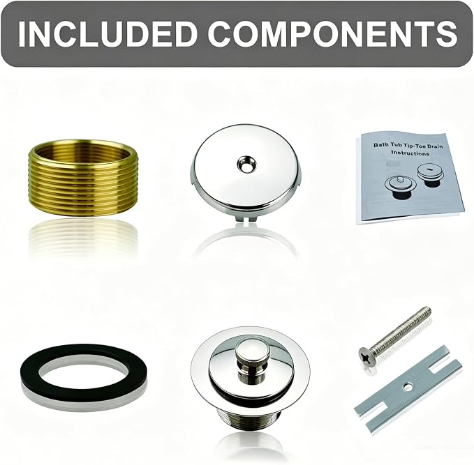 WELSAN Chrome Plated Bathtub Drain Kit - Universal Lift & Turn Tub Drain and Overflow Kit with Single Hole Faceplate, All Metal Solid Brass Bathroom Sink Drain for Fine/Coarse Thread, Complete Convers