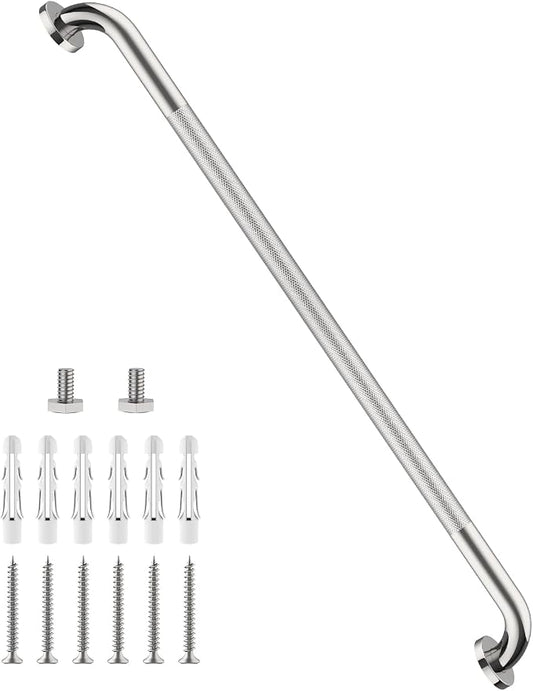 40 Inch Anti Slip Shower Grab Bar, Munzong Bathroom Grab Bar for Showers, Brushed Nickel Knurled Handicap Balance Bar,Safety Hand Rail Support Elderly Senior Assist Bath Handle
