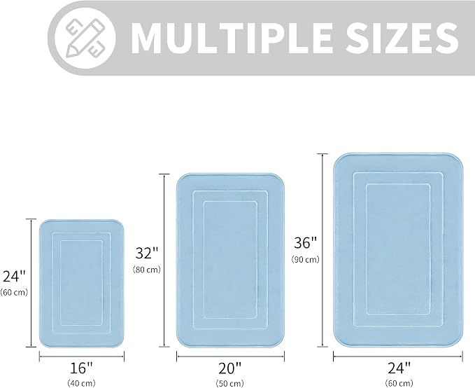 Cupic Cupid Memory Foam Bath Mat 24"×36"，Non Slip Bathroom Rugs，Light Blue | Soft Touch, Cushioned Comfort, Non Slip Bathroom Mat, Super Absorbent & Quick Dry, Machine Washable for Shower, Tub & Vanity
