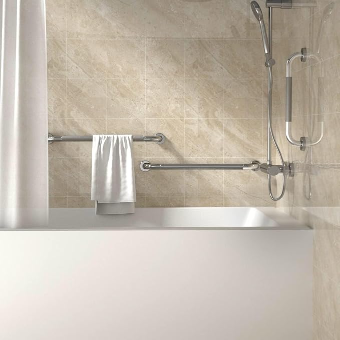 Anti Slip Shower Grab Bar 24 Inch, YuanDe Chrome Stainless Steel Bath Grab Bar, Knurled Bathroom Safety Rail, Shower Handrail Support, Handicap Elderly Balance Assist Handles