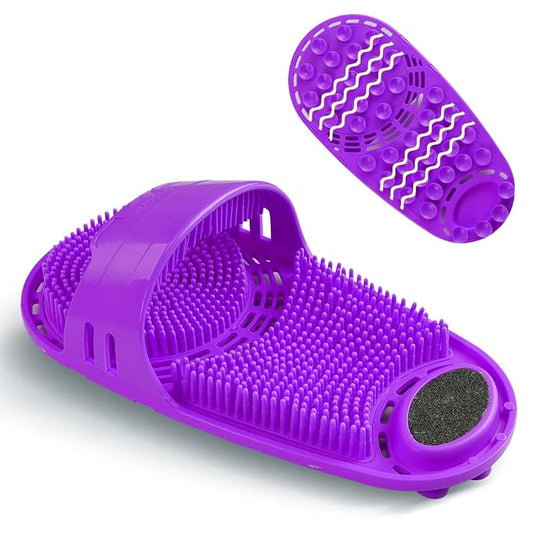 Silicone Shower Foot Scrubber Personal Foot Massage and Cleaning with Soft Silicone Bristles and Non-Slip Suction Cups, Foot Scrubbers for Use in Shower Men and Women (1PCS Violet)