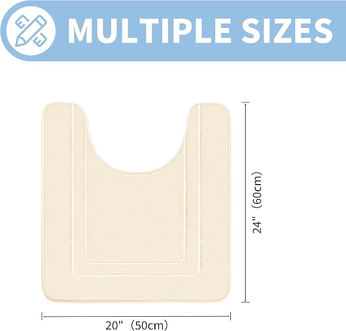 Cupic Cupid Memory Foam Bath Mat 24"×20", U-Shaped Bathroom Rugs, Cream | Soft Touch, Cushioned Comfort, Non Slip Bathroom Mat, Super Absorbent & Quick Dry, Machine Washable for Shower, Tub & Vanity