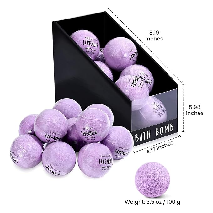 BODY & EARTH Bath Bombs Gift Set for Women 10 X 3.5 oz Essential Oils Lavender Handmade Birthday Gift Idea for Family, Women, Men, Mothers Day Gifts for Mom, Christmas Gifts for Her